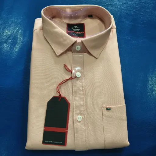 Premium Men's Solid Peach Formal Shirt – XL Size | Stylish Office & Party Wear